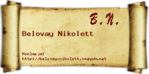 Belovay Nikolett névjegykártya