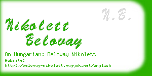 nikolett belovay business card